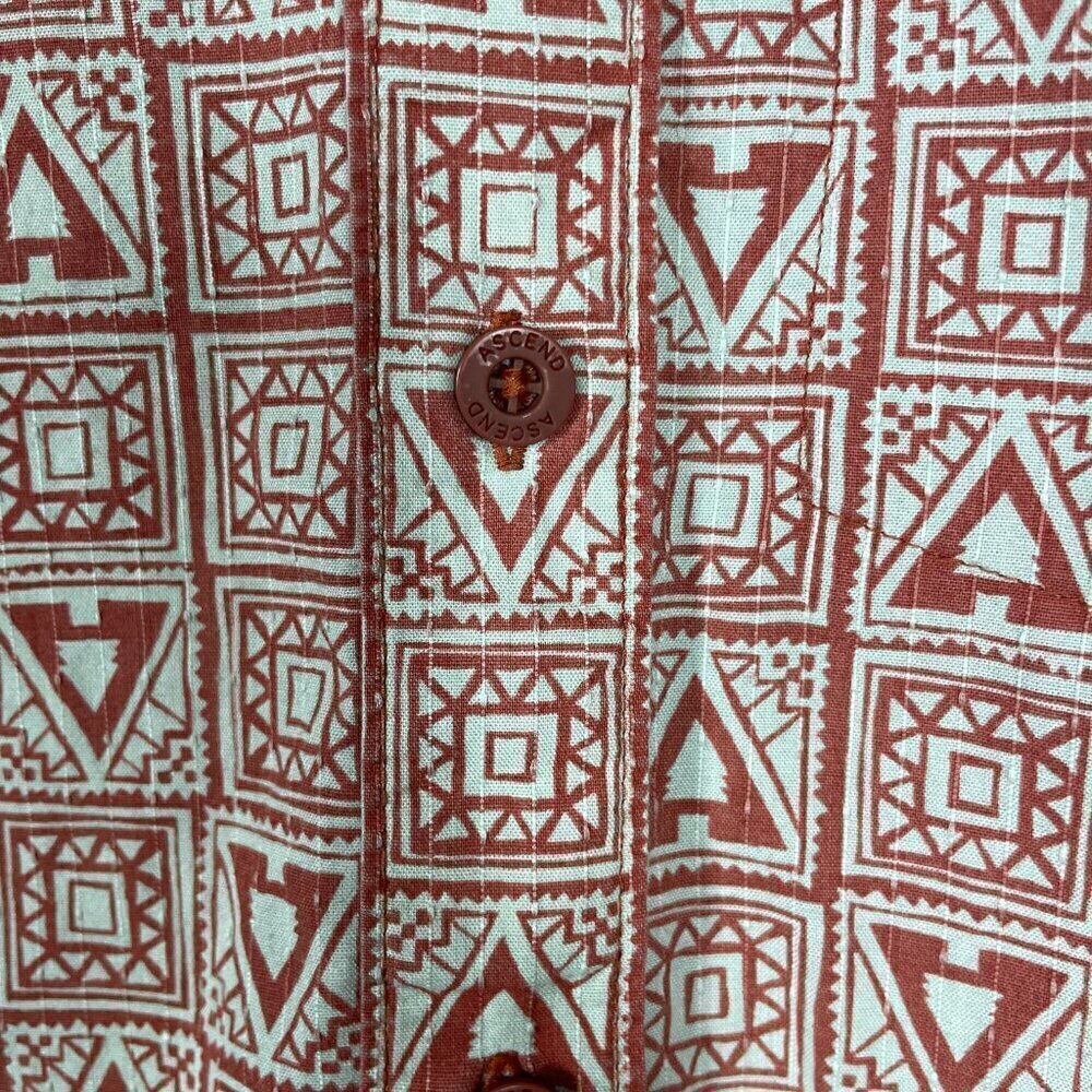 Ascend Men's Short Sleeve Salmon Geometric Print Small Cotton Blend! - Picture 2 of 7